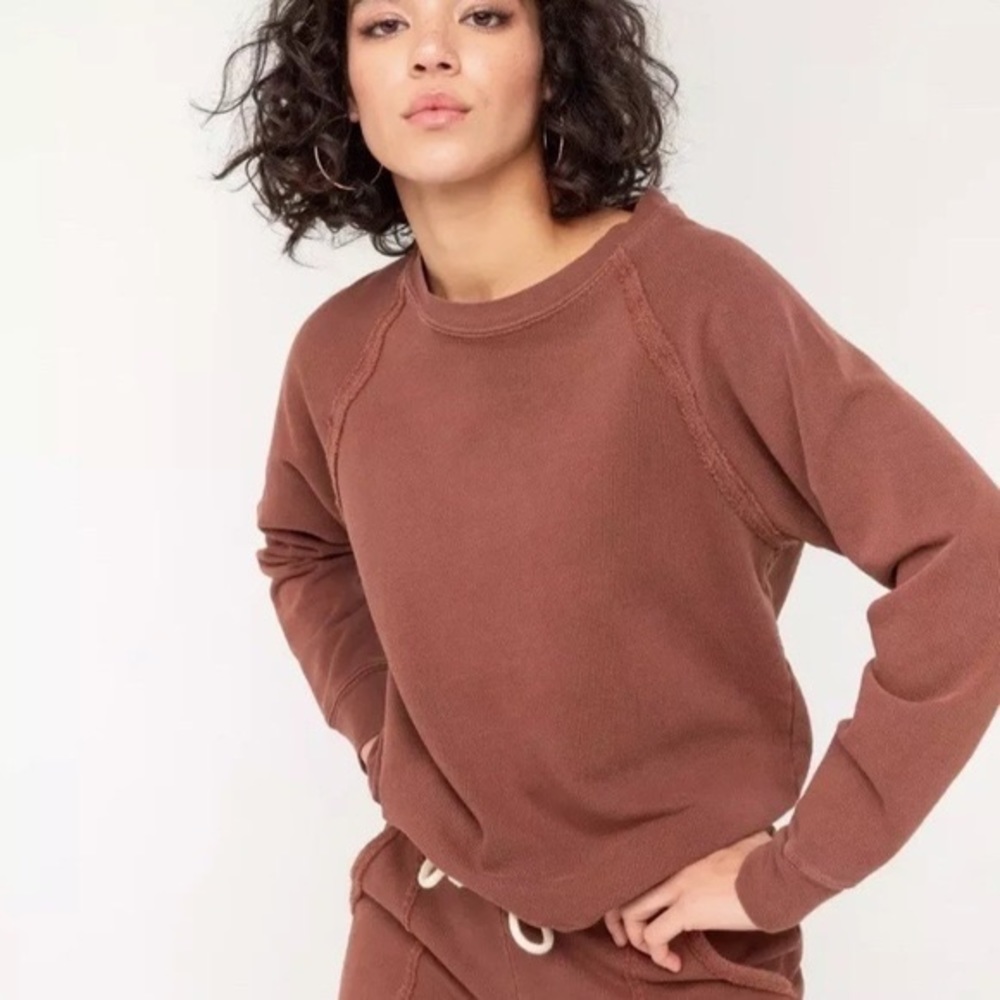 Mate the Label Organic Terry Raglan Sweatshirt Tobacco Size M